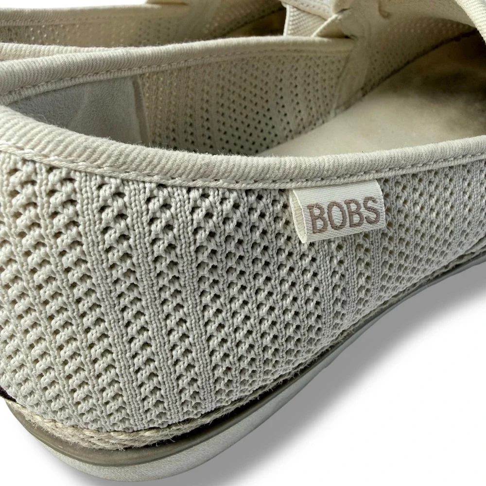 BOBS by Skechers Flexpadrille Lo slip-on shoes Women's Tan Knit Memory Foam Sz 9